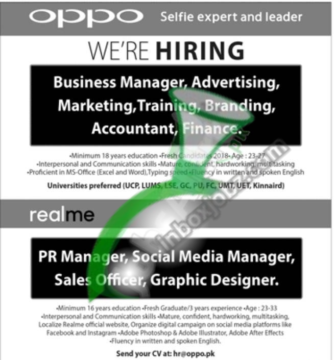 Oppo Mobile Jobs 2025 in Lahore – Apply Online for Latest Career Opportunities in Pakistan