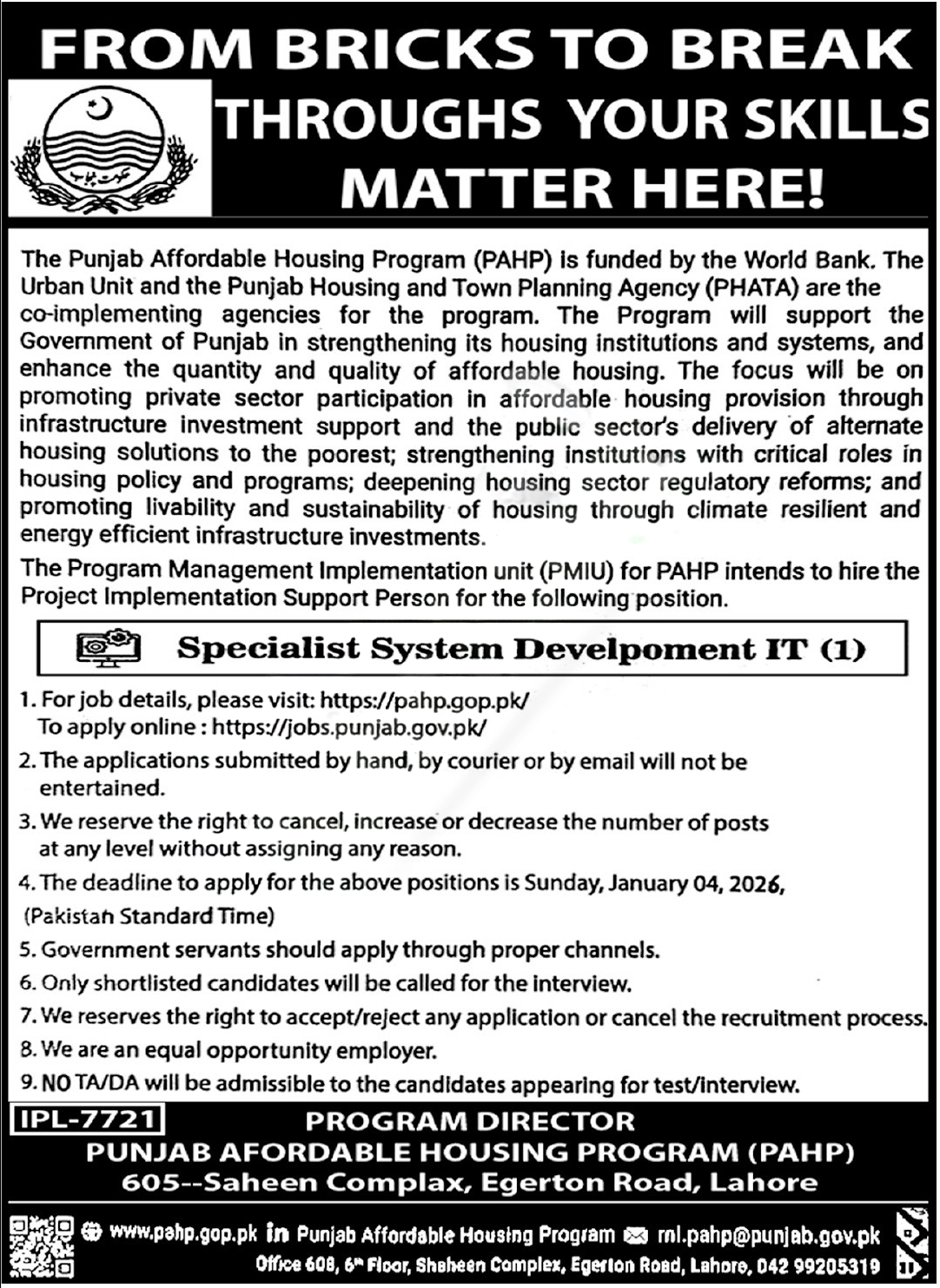 Punjab Housing and Town Planning Agency PHATA Jobs 2026 Apply Online